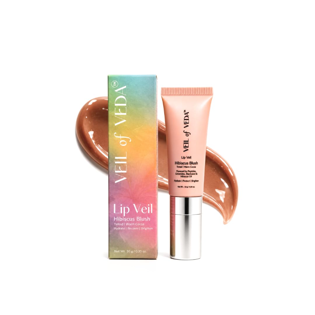 Lip Veil Hibiscus Blush | Tinted Glossy Lip Balm with Ceramide Peptide Complex, Hibiscus Oil & Vitamin C | Warm Cocoa Tint | Helps Hydrate, Repair & Support Depigmentation | Dermatologically Tested | 10g-image-11
