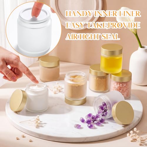 Image of Norme 48 Pcs 4 oz Glass Jars with Lids Cosmetic Jars, Frosted Clear, Gold