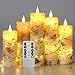 Produktbild Da by LED Kerzen, Birkenrinde, mit eingebetteter Lichterkette, Kerzen-Set, 5 Stück, elfenbeinfarben, Echtwachs, Stumpenkerzen mit tanzender LED-Flamme, 10 Tasten Fernbedienung (ohne Batterie)
