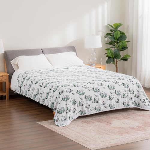 Image of Berkshire Blanket Peanuts VelvetLoft Cute Character Snoopy Plush Blanket,Snoopy Desert Travel White,Full /Queen 90 in x 90 in (Official Peanuts Product)