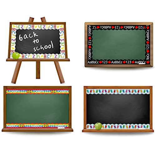 Image of Whaline 69Ft Back to School Bulletin Board Borders Colorful Pencil Apples Border Trim Stickers Welcome Back First Day of School Decorations for Classroom Chalkboard Home Party Decor