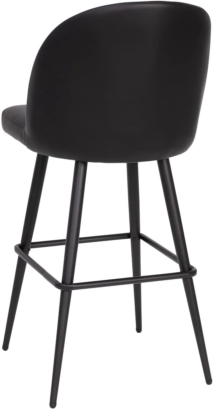 Flash Furniture Lyla Commercial Grade Modern Armless Barstools - Black LeatherSoft Upholstery - 30" Barstool - Contoured Backrest - Steel Frame & Footrest - Set of 2