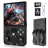 R36MAX Upgraded Retro Gaming Console,4.0 inch IPS Screen,Linux System with Professional RK3326 Gaming Chip, Retro Handheld Game Console Built-in 18000+ Games,4000mAh Large Battery(Transparent Black)