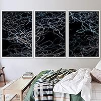 3 Piece Framed Canvas Wall Art Abstract Geometric Lights Mixed Media Modern Canvas Prints Home Artwork Decoration for Living Room,Bedroom - 16