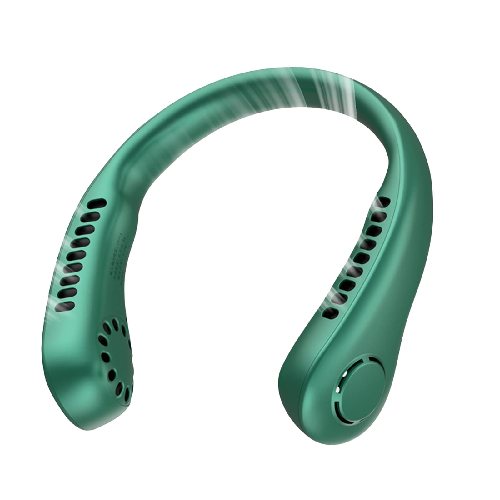 Neck Fan, Portable Neck Fans Portable Rechargeable, Bladeless USB Personal Cooling Fan with 5 Speeds, 3000mAh Hands-Free Wearable Neck Fan, 360° Airflow Quiet Fan for Travel, Office (Green, 3 Speeds)