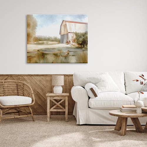 Image of Stupell Industries Barn in Rural Farmland Canvas Wall Art by Amy Hall | Stupell Industries | 48 x 36 Inches, Easy to Hang and Sturdy, Made in USA, by Amy Hall