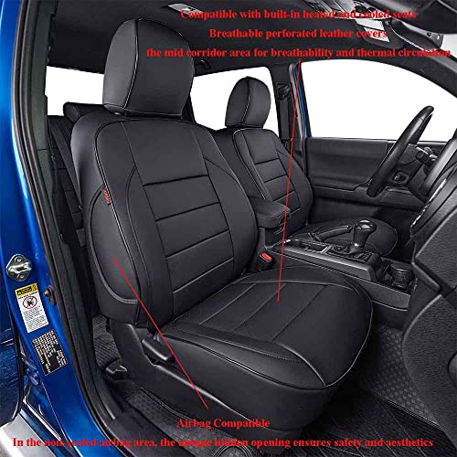 Image of EKR Tacoma Front Seat Covers Custom Fit for Toyota Tacoma 2012 2013 2014 2015 (Regular Seats), Leather Truck Seat Cover for Car - Front Row Only,Faux Leather(Black)