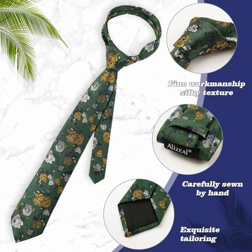 Image of Alizeal Mens 3.15'' Colorful Flower Pattern and handkerchief Necktie Set