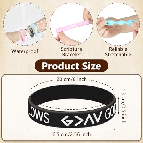 Eyourlife 4PCs Bible Verse Wristband Bracelets, God is Greater than the Highs and Lows Scripture Christian Bracelets Bulk for Women Men, Jesus Silicone Bracelet Gifts for Easter Carnival Party3