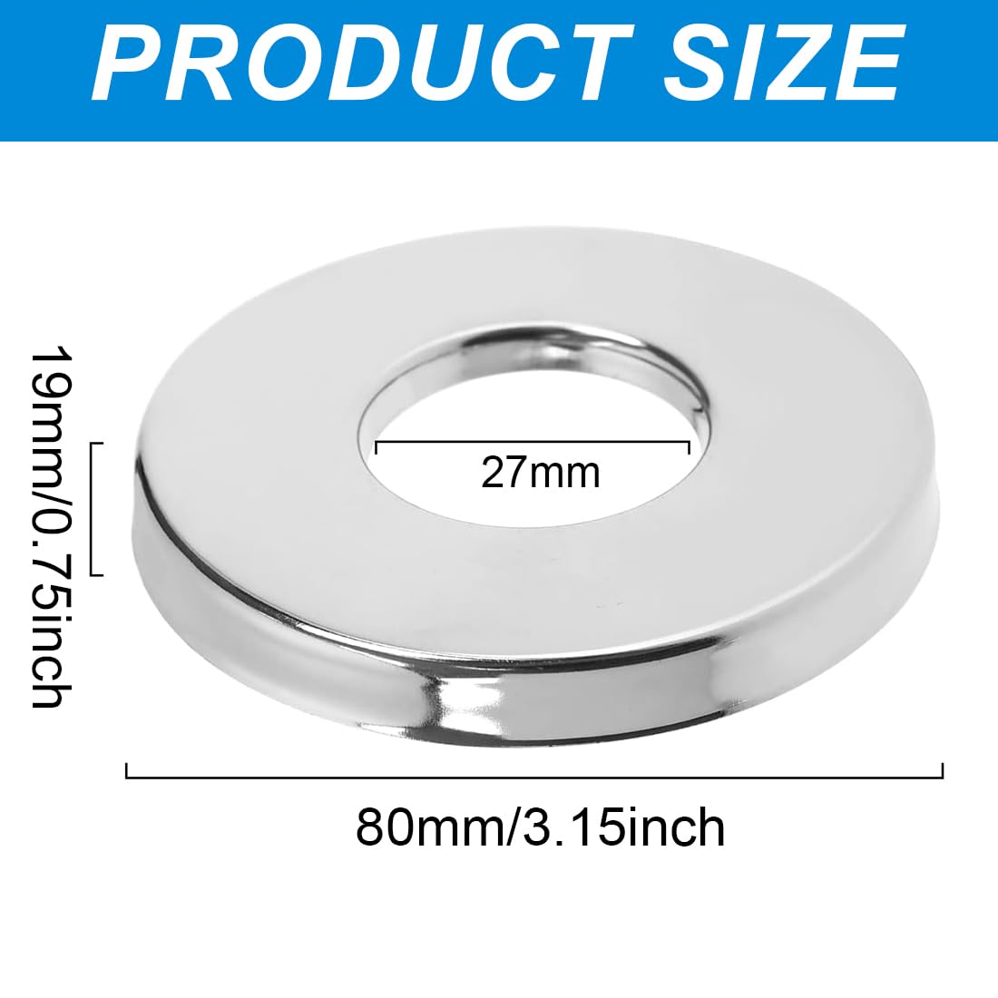 2 Pezzi Rubinetto Rosetta Acciaio Inox (3/4) Ø 27 mm x Ø 80 mm x altezza 19 mm, Rubinetto Rosetta Interno, Finiture Per Rubinetti Doccia E Rubinetto A Parete Acqua Calda