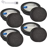 ECOMAID 4 Pack HEPA Filters and 8 Pack Sponge Filters Replacement for Afoddon A200Pro/A200, ORFELD B08/C10A/C10G and NEQUARE S12 S25 S26 Series Cordless Vacuum Cleaner with Brush