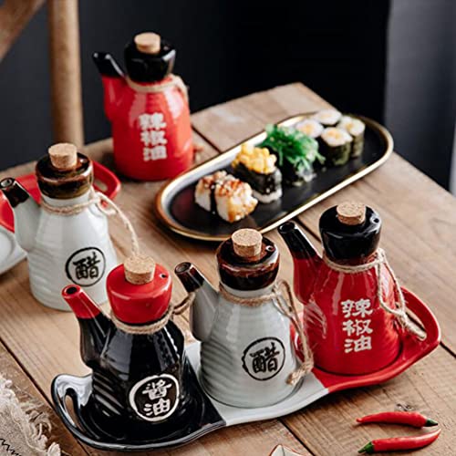 Packove 200Ml Japanese Ceramic Soy Sauce Dispenser Vinegar Bottle Red Porcelain Condiment Pot Olive Oil Decanter Seasoning Jar With Cork Stopper For Kitchen #TOP3