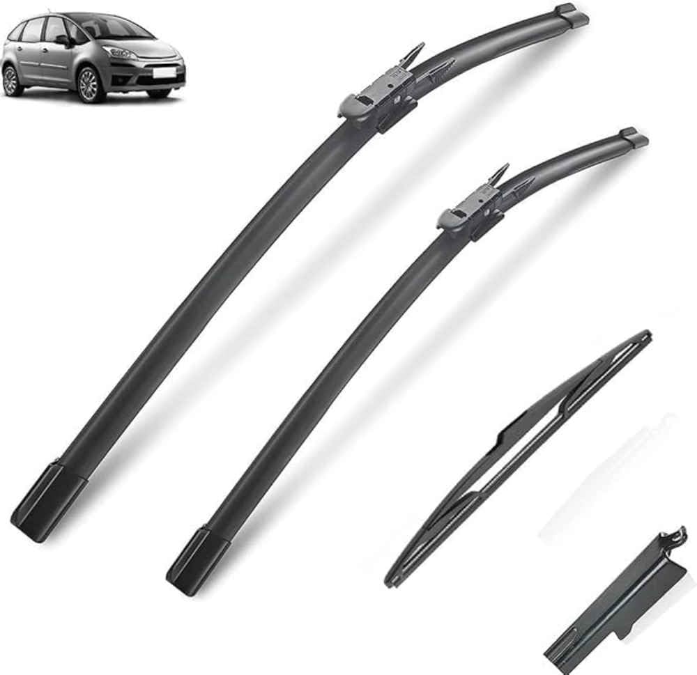NYSLDSCO Premium Exact Fit Windscreen Wiper Blades for Citroen C4 MK1 Hatchback 5 Porte 2004-2010 28"+24"+12" Durable Natural Rubber Easy Fit for a Quiet and Streak Free Wipe
