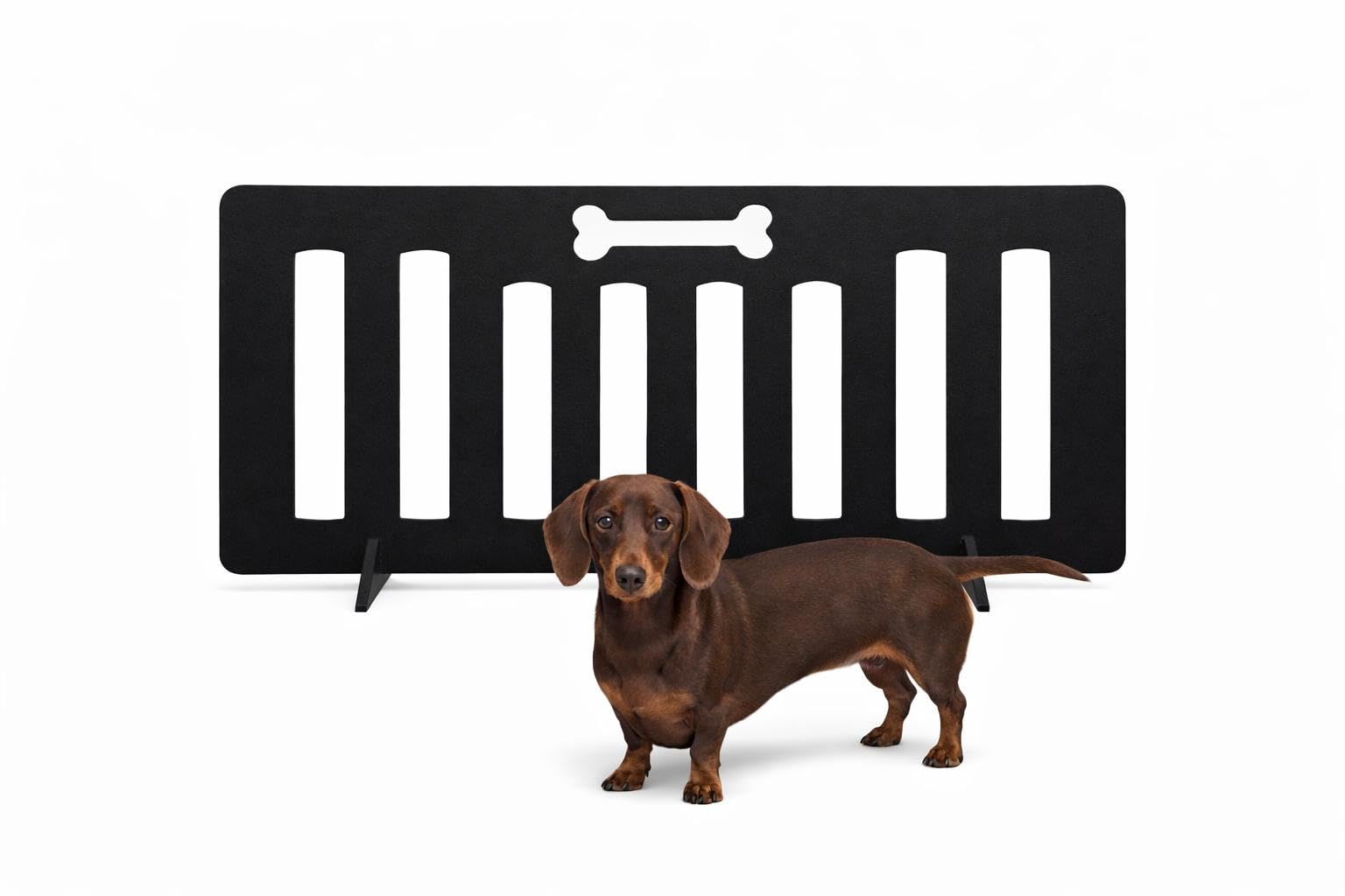 See-Through Dog Bone Wooden Stopper Barrier – No-Drill Safety Gate for Doorways & Stairs – Lightweight, Portable, Easy Access, Smooth Hold – Black Stain (SIZE HIGHT X WIDTH) (50cm X 90cm)