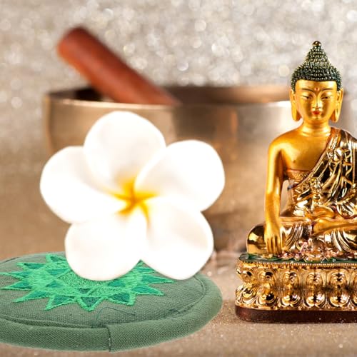 BESTonZON Buddha Sound Bowl Pad Rundes Meditationskissen Religionskissen Klangschalenunterlage Mit Stickerei Für Yoga Klangschalenzubehör Geschenk