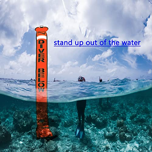Dsmb 4Ft Surface Marker Buoy With 100Ft Finger Spool Reel Diver Below Signal Flag Tube Scuba Diving Equipment Open Bottom Set (4Ft) #TOP5