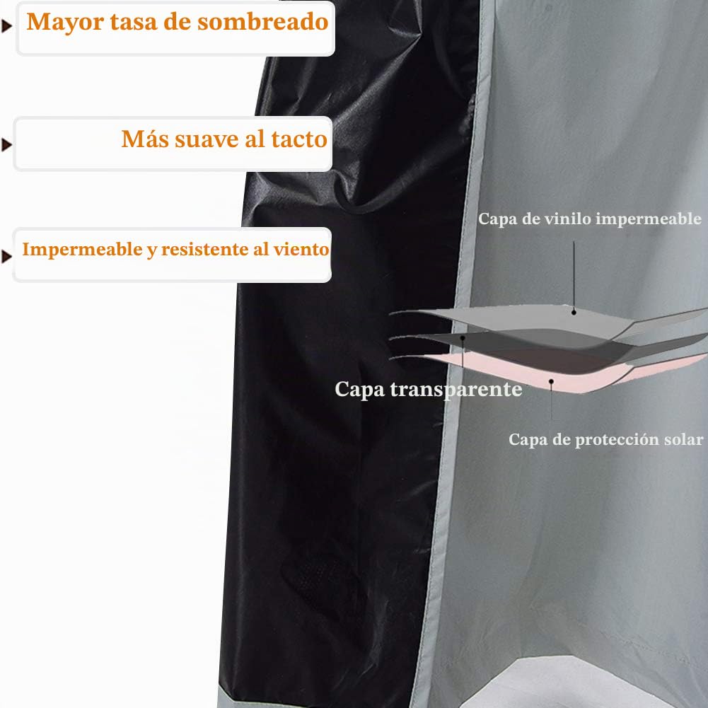 ele ELEOPTION Cortina de Exterior Impermeable, Opaca, Resistente al Viento, Protección UV, para Balcón, Jardín o Patio (137 x 244cm, Gris Claro)