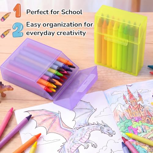 Image of Clabby 4 Pcs Clear Plastic Crayon Boxes Hold 24 Count, Pastel