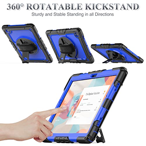 Image of SEYMAC stock Case for Samsung Galaxy Tab A8 10.5 with Screen Protector [360 Rotating Stand] Hand Shoulder Strap Protective Tablet Case for Galaxy Tab A8 10.5'' 2022 (SM-X200 /X205 /X207), Blue