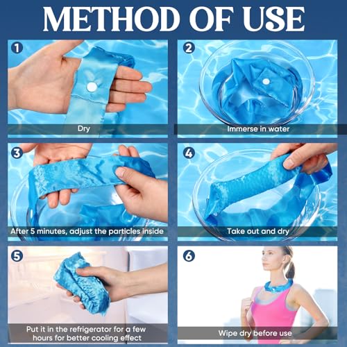 Image of Cozypower 6 Pcs Cooling Neck Wraps with Button Cooling Bandana Neck Cooler Scarf for Hot Weather Ice Neck Wrap Summer Outdoor