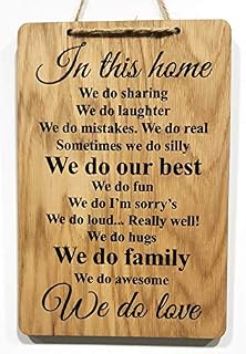 Charlie & Jane In This House We Do LOVE Quote Wall Sign Hanging rustic wooden house shabby chic room plaque gift laser engraved hand made