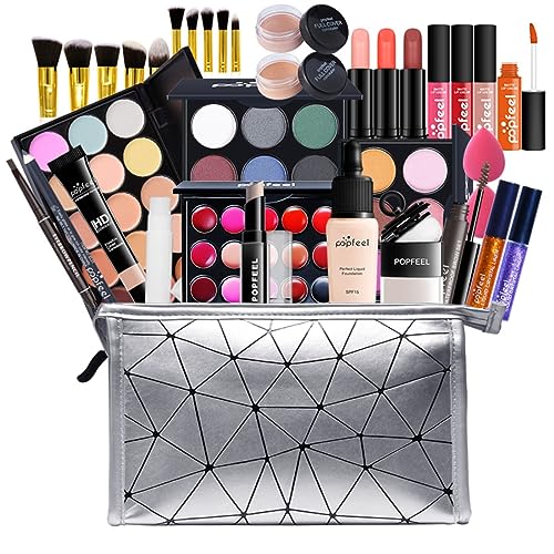 FantasyDay All-in-one Makeup Set Holiday Gift | Full Makeup Kit for Women Essential Starter Bundle Include Eyeshadow Palette Lipstick Blush Cream Concealer Face Powder Eyeliner Mascara Lipgloss Brush