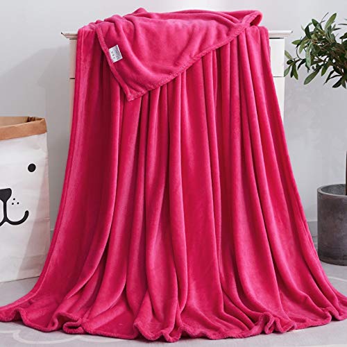 Yinghesheng Flannel Fleece Soft Throw Blanket for Settees/Sofa/Chairs/Couch - Lightweight, Warm and Cozy,Single/Double/Twin Bed Large Plush Blankets,rose red,200x230cm
