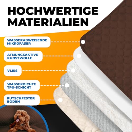 SympaTierisch wasserdichte Hundedecke - Robuste Hundematte als Schutz für Sofa & Bett - rutschfeste Hundedecke auch für große Hunde geeignet - in der Waschmaschine waschbar - 205 x 130 cm - braun