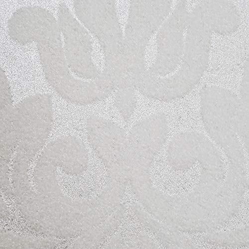 Portofino Italian Wallpapers Wallpaper Flocking White Metallic Flocked Vintage Damask Velvet Wallcoverings #TOP6