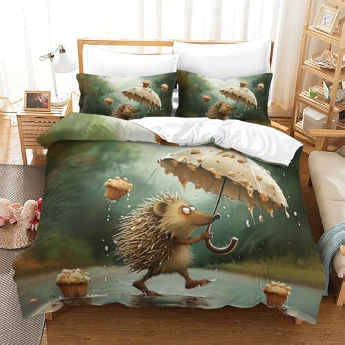 Housse de couette hérisson 3D parure de lit 3 pièces Super King
