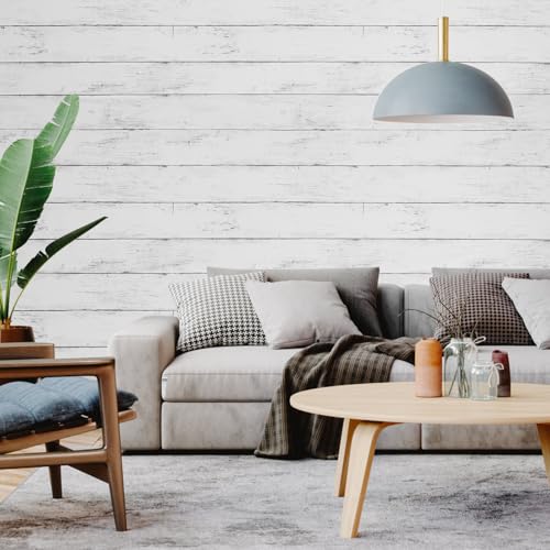 JOLIHOME Papel Pintado Efecto Madera Blanco Papel Tapiz Autoadhesivo Impermeable Vintage Papel Adhesivo Vinilo para Muebles Cocina Salón Dormitorio Habitación Armario 44.5x1000cm