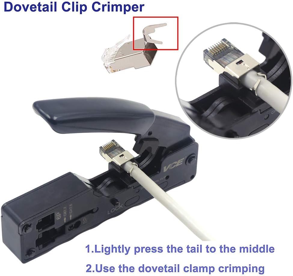 Image of ComTech Cat7 Cat5 passthrough crimping tool kit rj45 all in one crimper for cat5 cat5e cat6 cat7 includes ethernet network cable tester with wire stripper cutter 50pc cat6 connectors & 50pc boots set
