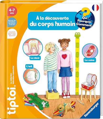 Ravensburger - tiptoi® - Livre interactif - À la découverte du corps humain - Jeu éducatif électronique, sans écran - A partir de 4 ans - version...