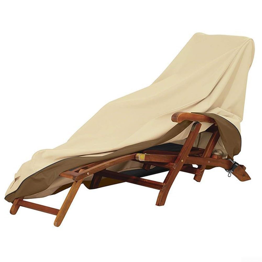 Funda para tumbona de exterior de alta calidad, protector de muebles de patio de tela de doble capa con asas de ventilación resistente a la intemperie para silla reclinable de jardín, 77 x