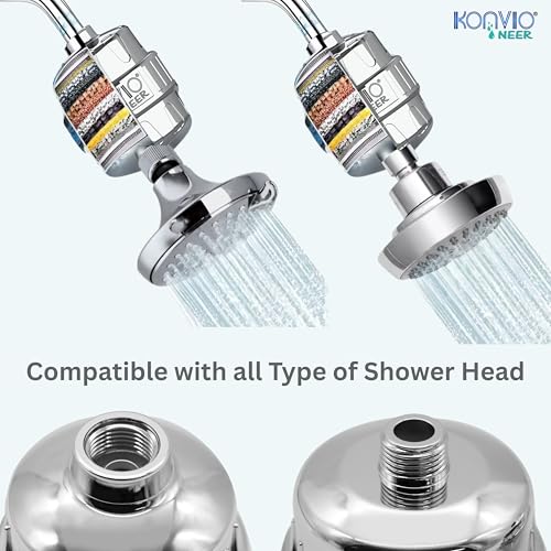 Image of Konvio Neer Universal Shower Filter Cartridge for Hard Water | Multi-Stage Borewell /Tanker Water Softener for Bathroom, | 22-Stage, Pack of 1