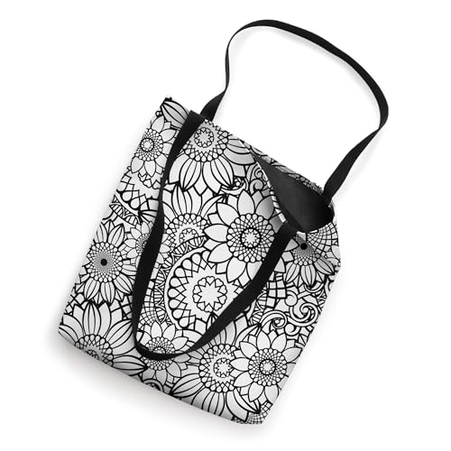 Bolso Tote Abstracto Floral Blanco y Negro miniatura 2