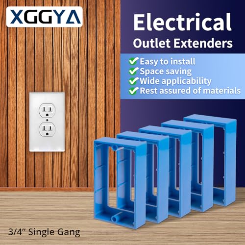Image of Single Gang Receptacle Outlet Box Extenders 3 /4 inch,Blue,Pack of 4 | Electric Outlet Extender Box With 8 screws; Outlet Box Extender 1 Gang for Electric Box and Electric Outlet Switches.