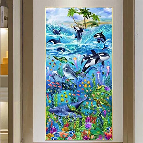Diamond painting dauphin adulte 40x80cm canevas point de croix strass