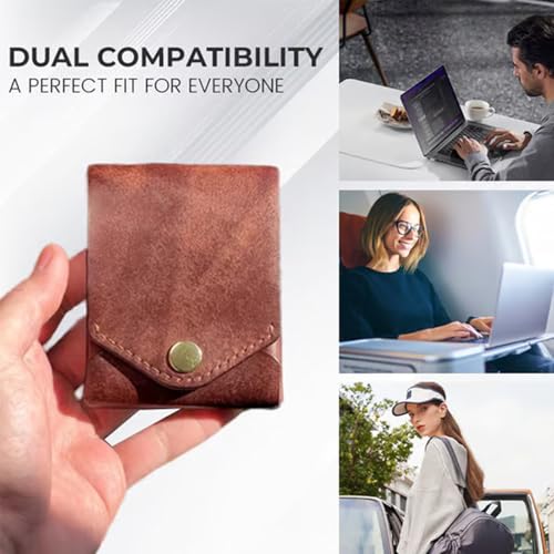Generisch Leder Bifold Geldbörse Herren – PU Leder, Minimalistischer Schlanker Multifach Kartenhalter | ŔFID Schutz Kompaktes Portemonnaie, Geldorganizer Stiftschlitz für 4-12 Karten und Reise – Bild 4