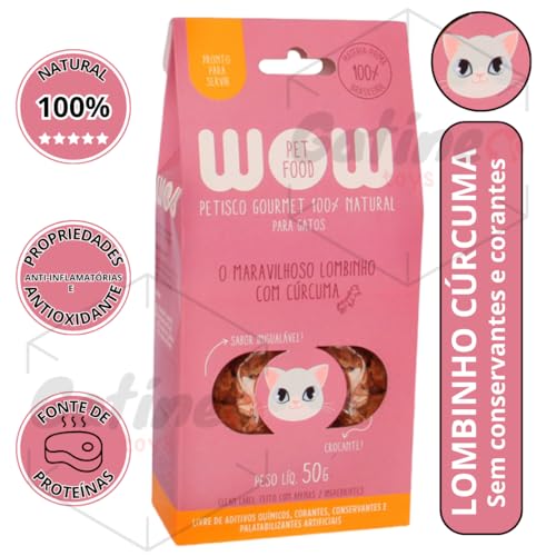 Petisco para Gatos WOW Natural Gourmet - Lombinho com Cúrcuma 50g - Pet Food