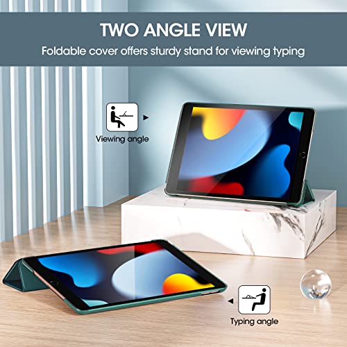 Image of ProCase for iPad 9th / 8th / 7th Generation Case 10.2 Inch (2021 /2020 /2019 Release), 10.2 iPad Case 9th / 8th / 7th Gen Cover, Slim Smart Cover with Translucent Hard Shell Back -Emerald