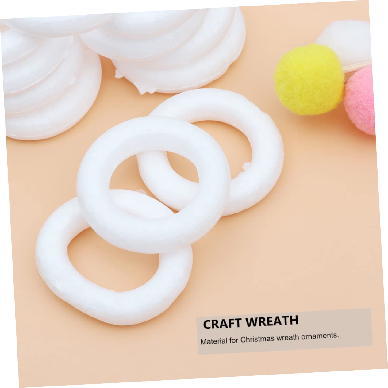 DIYEAH 24pièces Anneaux Mousse Ronde Pour Couronnes Et Décorations Artisanal Pour Mariage Et Fête Blanc