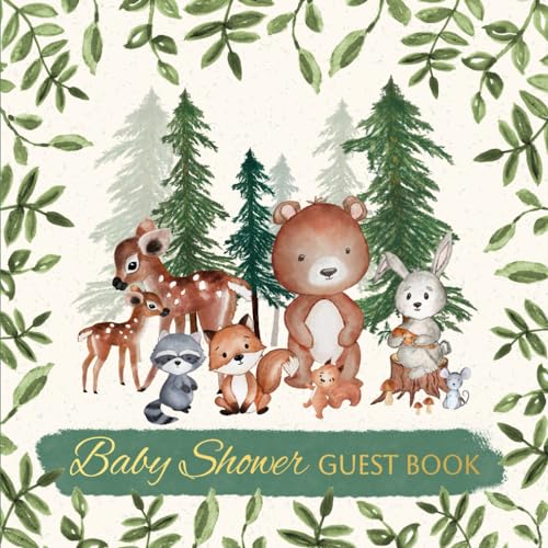 Baby Shower Guest Book: Woodland Theme, Guests Sign In Wishes And...