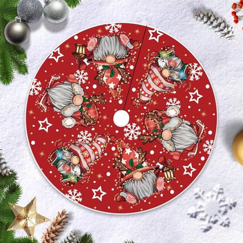 Falda De Árbol De Navidad 120 Cm Rojo, Alfombra y Tapete para Decoración, Fiesta De Año Nuevo (Gnomo De Navidad)