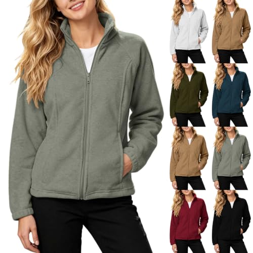 Gym Jacket for Women Fleece Casual Vintage Full Zip Jacket with Pockets - image 1