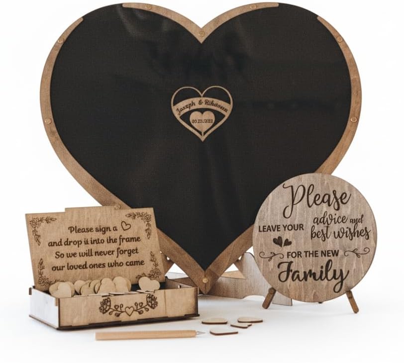 Rustic Wedding Guest Book | Rustic Wooden Wedding Guest Book Alternative | Personalized Heart Drop Box with Tree Design for Reception | Personalized Wedding Guest Book Alternative