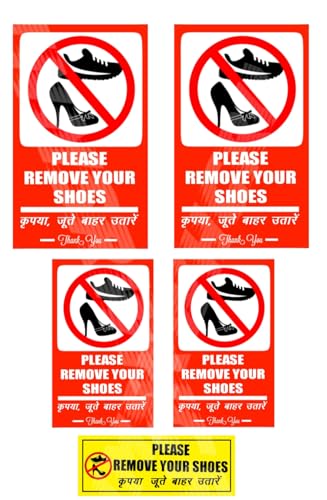Remove Shoe Sign Stickers Pack of 5 (5 & 8 inches) | Please ...