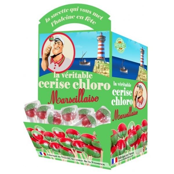 Sucettes Marseillaises Cerise chlorophylle - Présentoir de 120 pièces