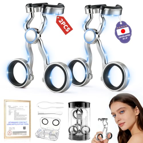 Image of 2 Sets Contact Lens Applicator Tool Kit | Black | 3-Step Easy Wear | 【Ultra-Smooth】【3.0 Precision Alloy & Natural Silicone】0 Shift, Contact Lens Insertion Removal Kit for Home Travel