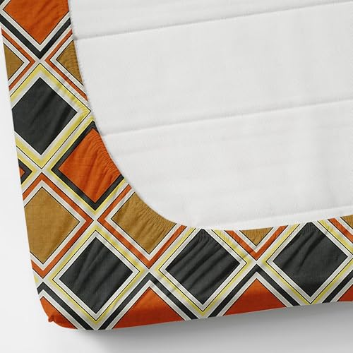 Image of VOMZER 300 Threadcount Elastic Fitted Bedsheets Single Bed with 1 Pillow Cover | Single Bed with All Around Elastic, Size 36 X 72 X 8 Inches Orange